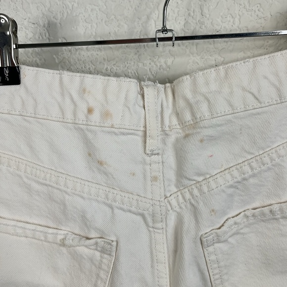 Zara Denim Frayed Distressed Fringe Hem Jean Shorts Button Fly - Picture 6 of 7